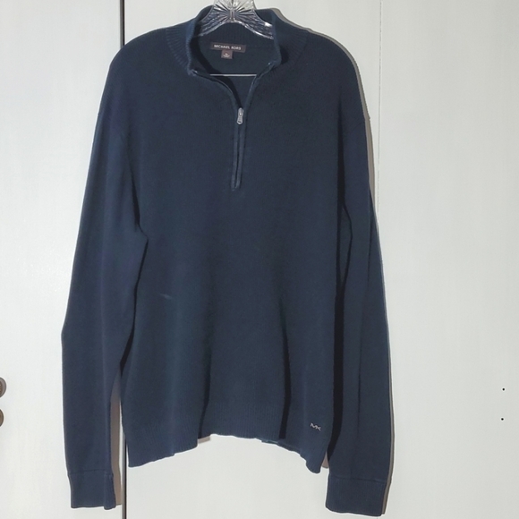 Michael kors- Mens Navy Quarter Zip Sweater  Silver logo Sz.XL - Picture 1 of 9